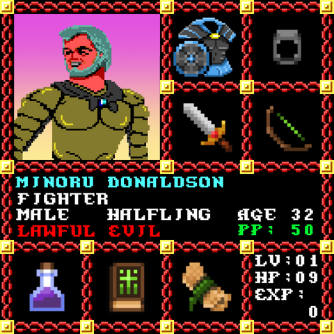 Minoru Donaldson is a Players Guild Genesis Series Adventurer #1543