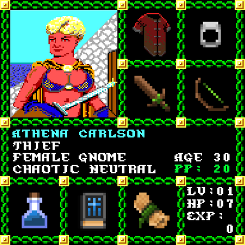 Athena Carlson is a Players Guild Genesis Series Adventurer #1998