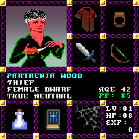 Parthenia Wood is a Players Guild Genesis Series Adventurer #0831