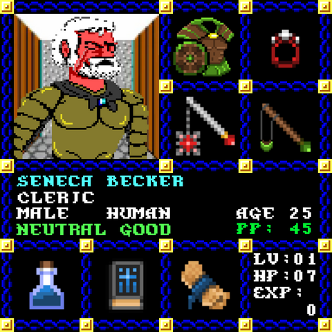 Seneca Becker is a Players Guild Genesis Series Adventurer #0869
