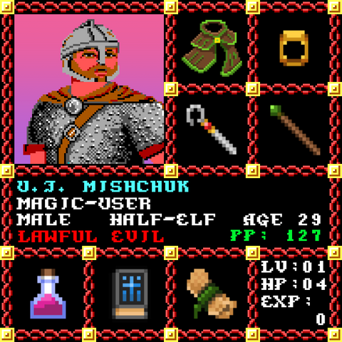 UJ Mishchuk is a Players Guild Genesis Series Adventurer #0920