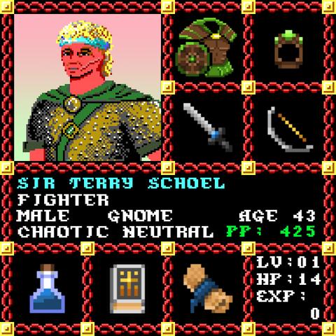 Sir Terry Schoel is a Players Guild Genesis Series Adventurer #0929